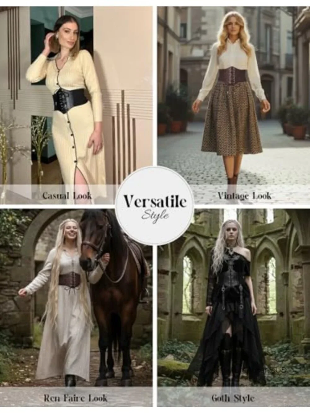 PU Leather Lace-up Cinch Belt Elastic Waist Belt Corset